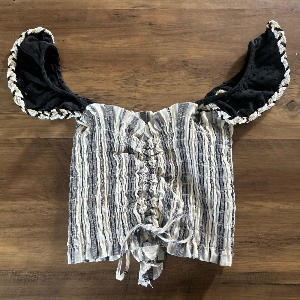 Misa Los Angeles Ruffled Cropped Blouse